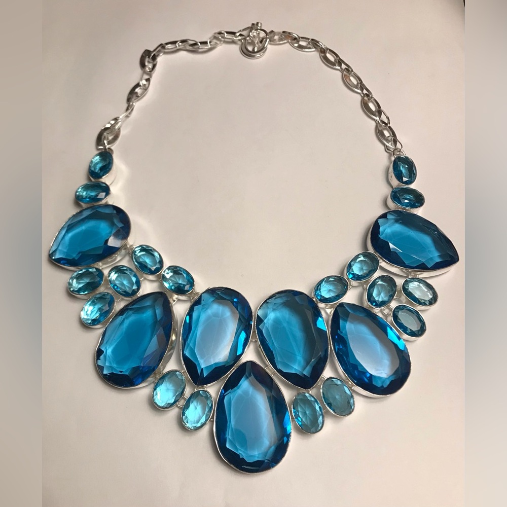 Blue Topaz Stamped 925 Sterling Silver Necklace